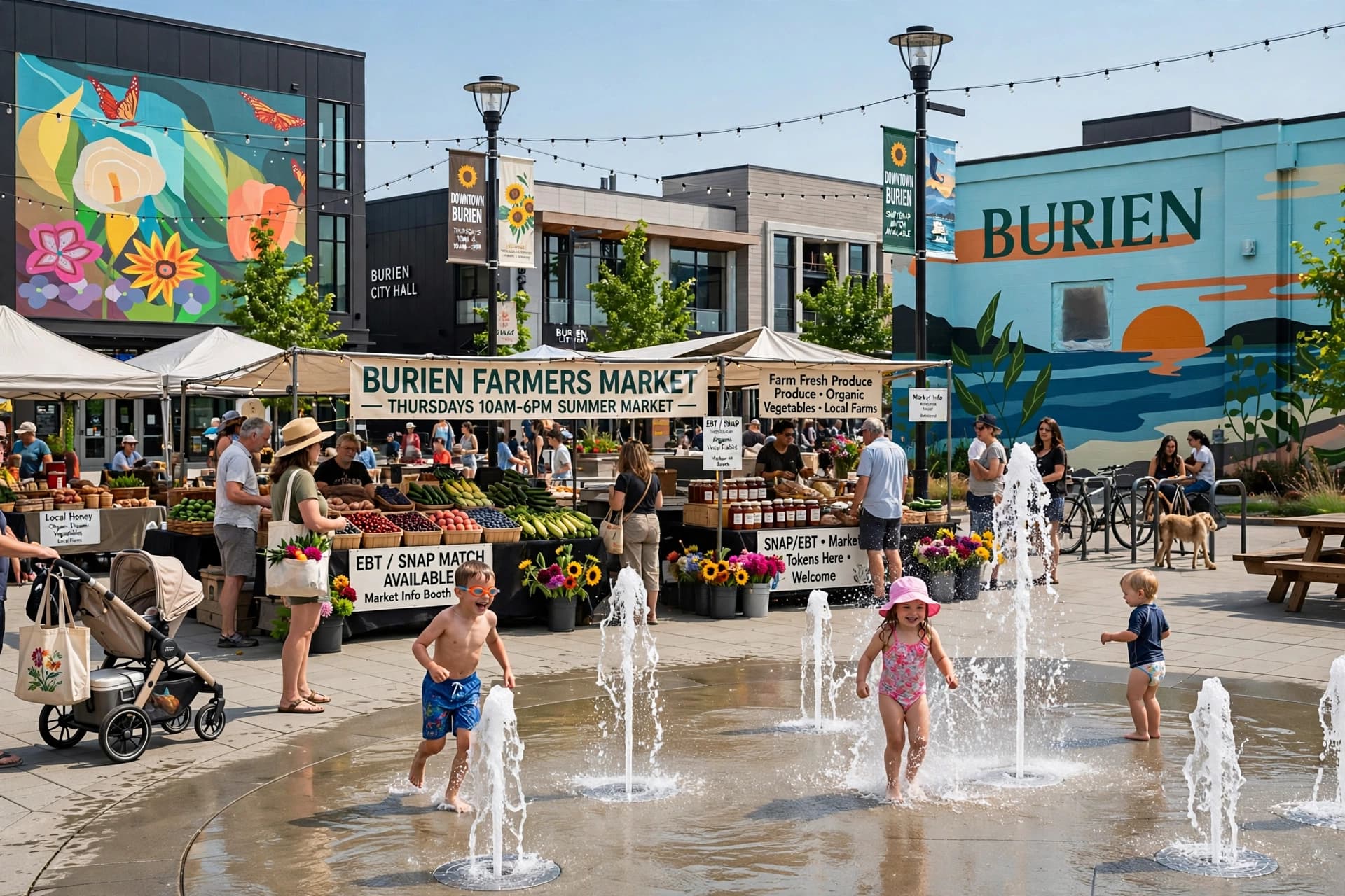 Burien Town Square in summer