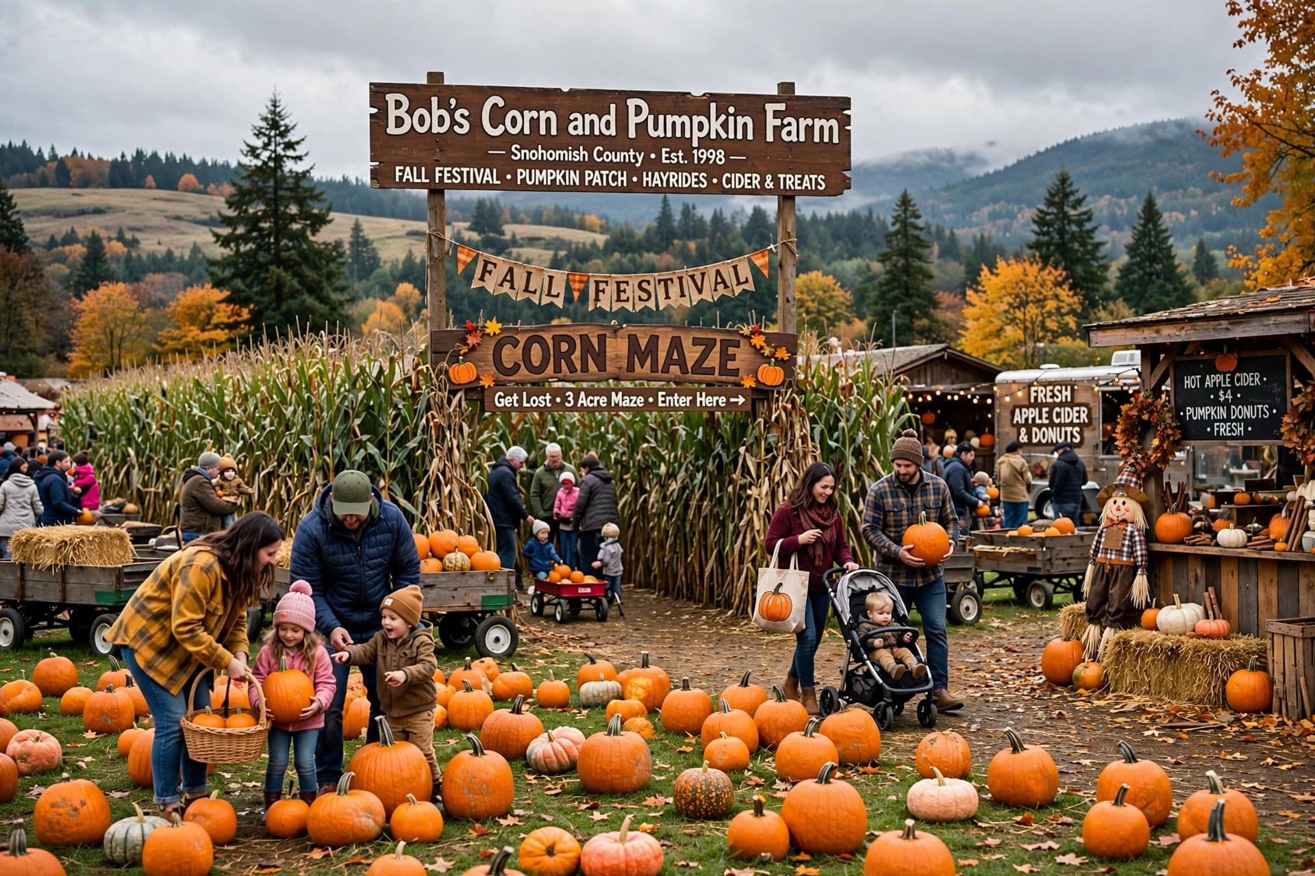 Pumpkin patch and corn festival at Bob's Farm